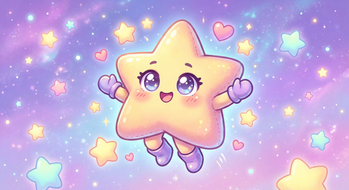 帮我画一个Q版的六角星